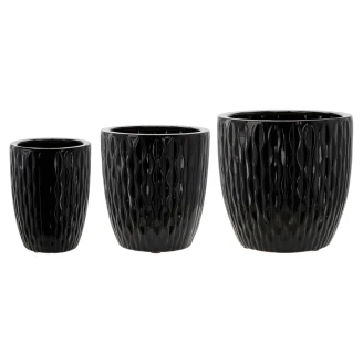 Sett med 3 Krukker <strong>Bellatrix</strong>  Svart Ø39x39, Ø32x36 & Ø25x33 cm