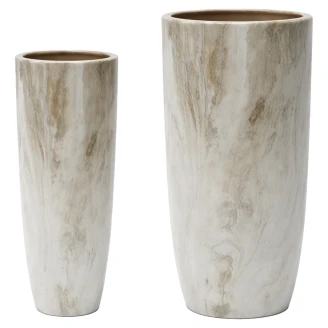 Sett med 2 Krukker <strong>Havlund</strong>  Gråbeige 40x40x74 & 33x33x70 cm