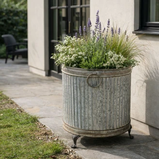 Set med Fodet Rund Krukke 3 stk <strong>Lind</strong>  Zink