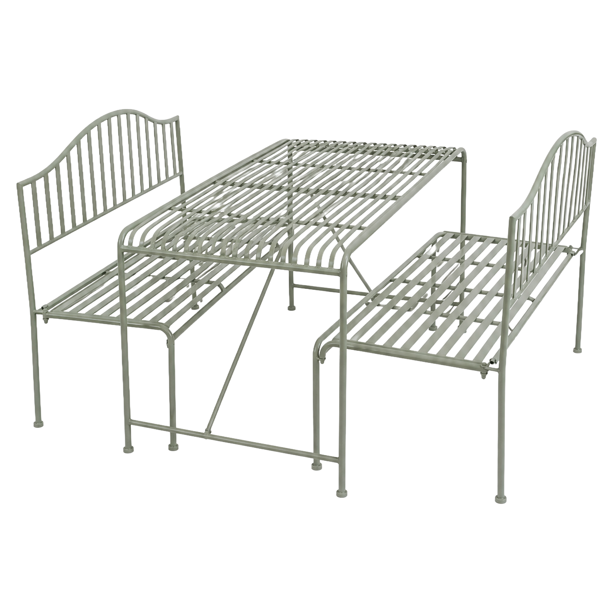 Hagesett med Bord 158x78 cm & 2 Benker Passage Grønn