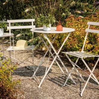 Hagesett med Bord Ø 60 cm & 2 Stoler <strong>Buvette</strong>  Gråbeige