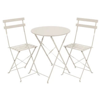 Hagesett med Bord Ø 60 cm & 2 Stoler <strong>Buvette</strong>  Gråbeige