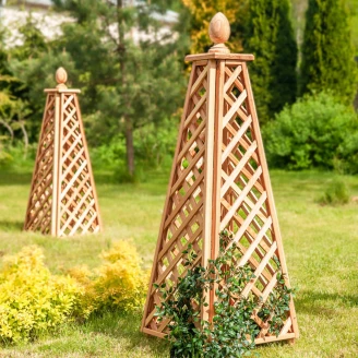 Obelisk med Kule i Lerk 140x50x50 cm