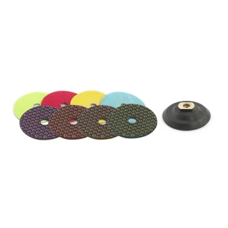 Poleringspadssett for Tørrpolering med Holder Ø100 mm, 5 deler