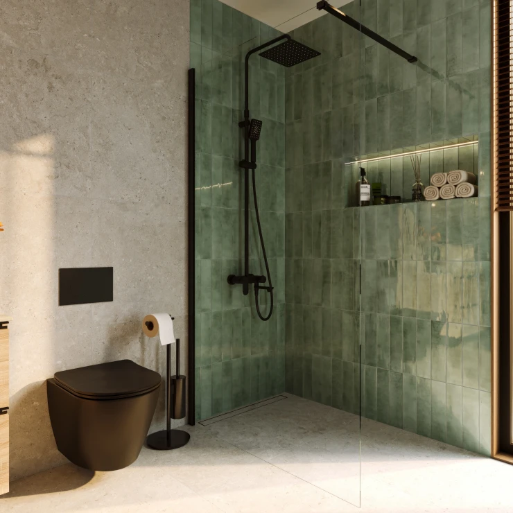 Dusjvegg Skogså Svart 6 mm 110x195 cm