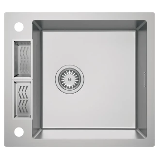 Rustfri Stål Kjøkkenvask <strong>Magnetic</strong>  Børstet Krom 60 cm med Tilbehør & Vannlås