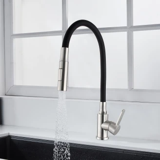 Kjøkkenbatteri <strong>Taormina</strong>  Svart-Inox Matt med fleksibel tut