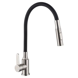 Kjøkkenbatteri <strong>Taormina</strong>  Svart-Inox Matt med fleksibel tut