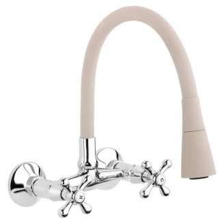 Veggmontert Kjøkkenbatteri <strong>Loxley</strong>  Beige Matt med fleksibel tut