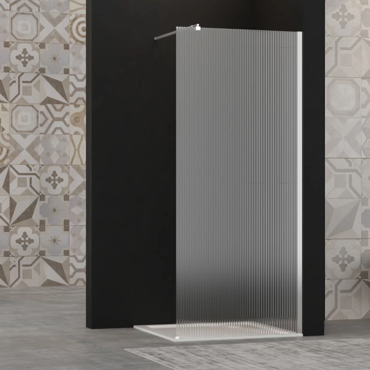 Dusjvegg Asona 90 cm Krom Blank Riflet