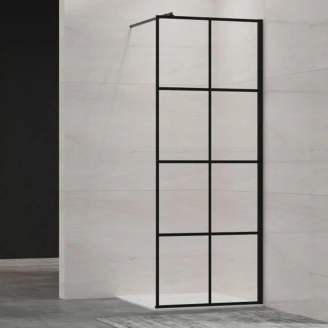 Dusjvegg <strong>Camden</strong>  80 cm Svart Matt Sprosset