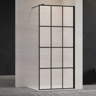 Dusjvegg <strong>Camden</strong>  90 cm Svart Matt Sprosset
