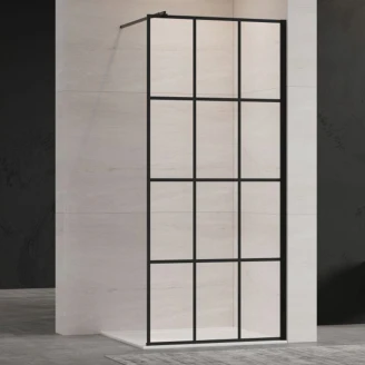 Dusjvegg <strong>Camden</strong>  110 cm Svart Matt Sprosset