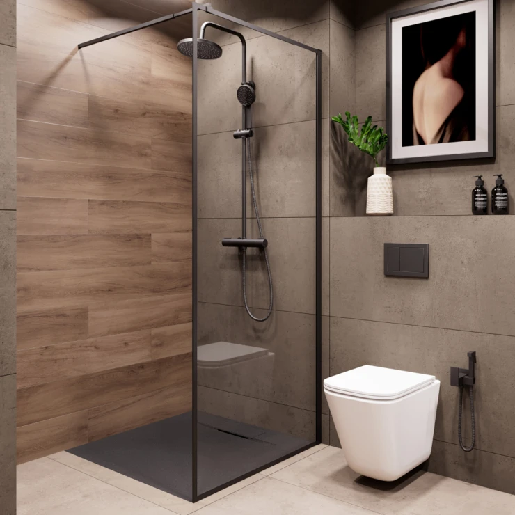 Dusjkar Monviero 80x120 cm Svart Matt