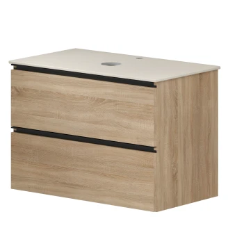 Servantskap Eik Luna Tre 80 cm med Cosentino Benkplate Silestone Lysbeige Polert