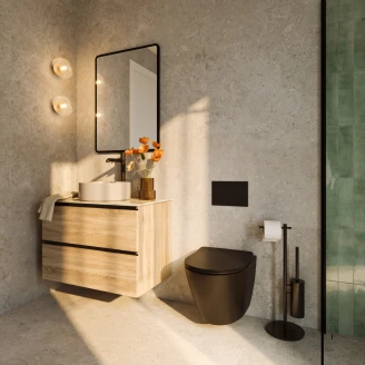 Servantskap Eik Luna Tre 80 cm med Cosentino Benkplate Silestone Lysbeige Polert