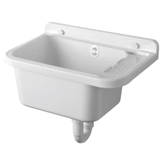 Plast Utslagsvask <strong>Tvaro</strong>  Hvit Blank 50x34 cm med Vannlås