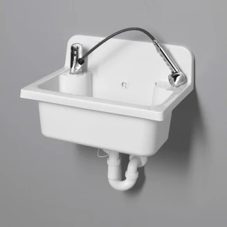 Plast Utslagsvask <strong>Tvaro</strong>  Hvit Blank 55x37 cm med Vannlås