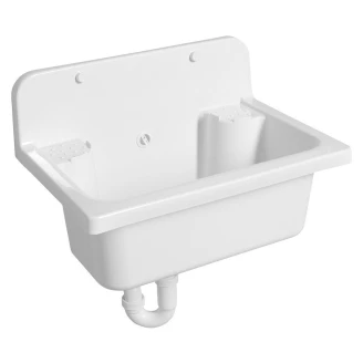 Plast Utslagsvask <strong>Tvaro</strong>  Hvit Blank 55x37 cm med Vannlås