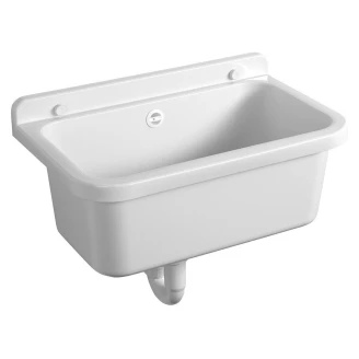 Plast Utslagsvask <strong>Tvaro</strong>  Hvit Blank 55x34 cm med Vannlås
