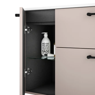 Servantskap Svart Ombra Beige 120 cm med Servant Hvit & Ben