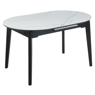 Spisebord Uttrekkbart <strong>Tivaro</strong>  Hvit Marmor, Svart 140-180x85 cm