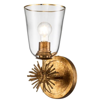 Elstead Vegglampe <strong>Staring</strong>  Antikkgull, Klarglass