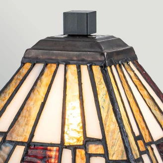 Quoizel Bordlampe S Inglenook Bronse, Kunstglass