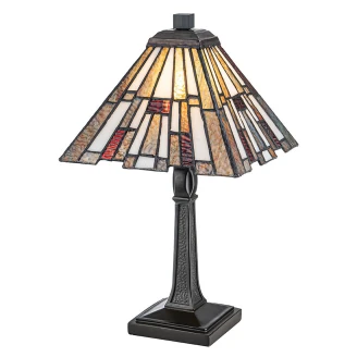 Quoizel Bordlampe S <strong>Inglenook</strong>  Bronse, Kunstglass