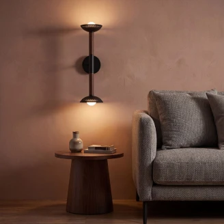 Alora Mood Vegglampe Duo Arden Svart, Valnøtt