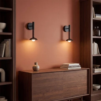Alora Mood Vegglampe Arden Svart, Valnøtt