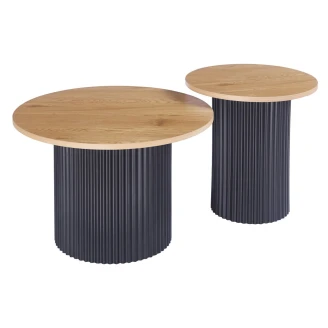 Sæt med Sofaborde <strong>Everton</strong> Ø70 & Ø50 cm Træ, Sort
