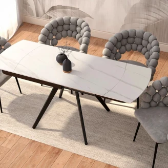 Spisebord Uttrekkbart <strong>Tivaro</strong>  Hvit Marmor, Svart 120-180x80 cm