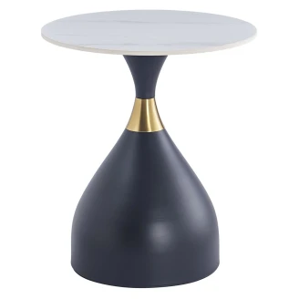 Sidebord <strong>Lotheon</strong>  Hvid Marmor, Sort Ø50 cm