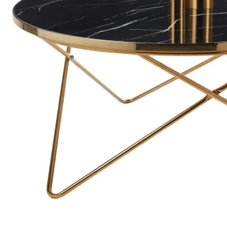 Sidebord Marbly Svart, Svart Marmor Ø80 cm