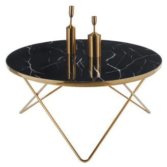 Sidebord <strong>Marbly</strong>  Svart, Svart Marmor Ø80 cm