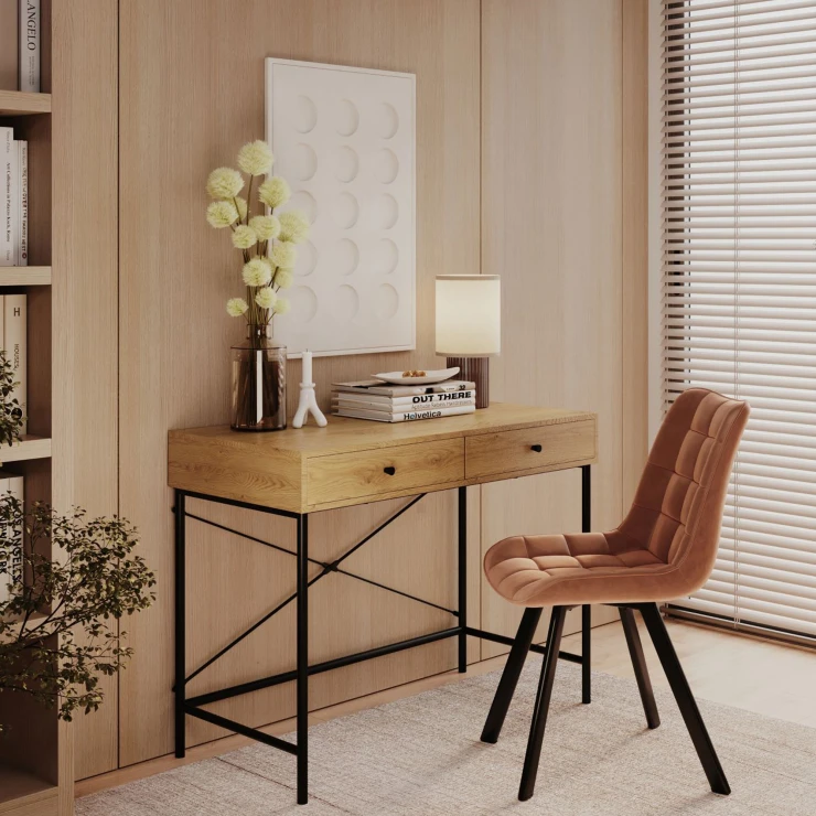 Skrivebord med Skuffer Ignite Tre, Svart 100x48 cm