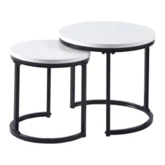Sett med Sidebord <strong>Ellison</strong>  Ø50 cm & Ø40 cm Hvit
