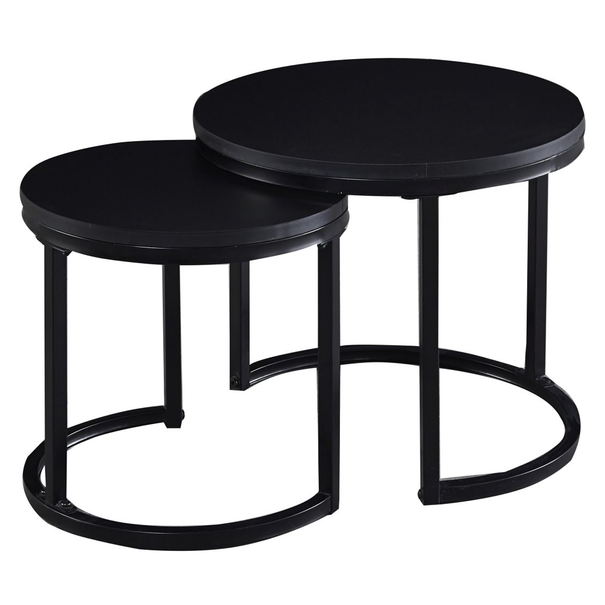 Sett med Sidebord Ellison Ø50 cm & Ø40 cm Svart