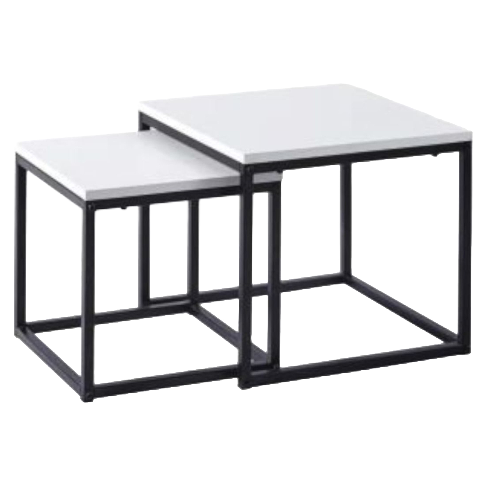 Sett med Sidebord Ellison 50x50 cm & 40x40 cm Hvit