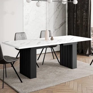 Spisebord <strong>Mercer</strong>  Hvit, Svart Marmor 160-200-240x80 cm