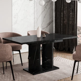 Spisebord <strong>Fenton</strong>  Hvit, Svart Marmor 120-180x80 cm
