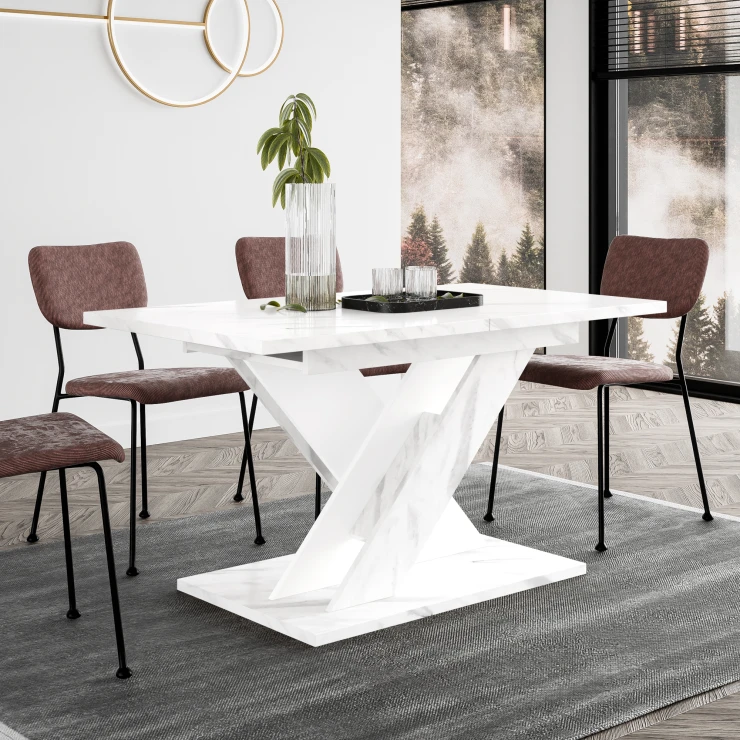 Spisebord Benton Hvit Marmor 140-180x80 cm