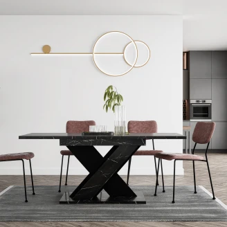 Spisebord <strong>Benton</strong>  Hvit, Svart Marmor 140-180x80 cm
