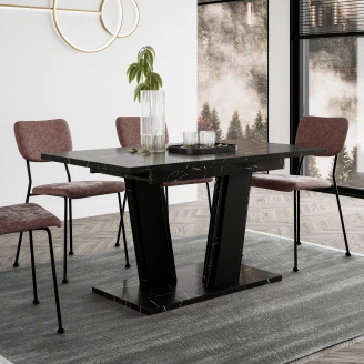 Spisebord <strong>Alton</strong>  Hvit, Svart Marmor 140-180x80 cm