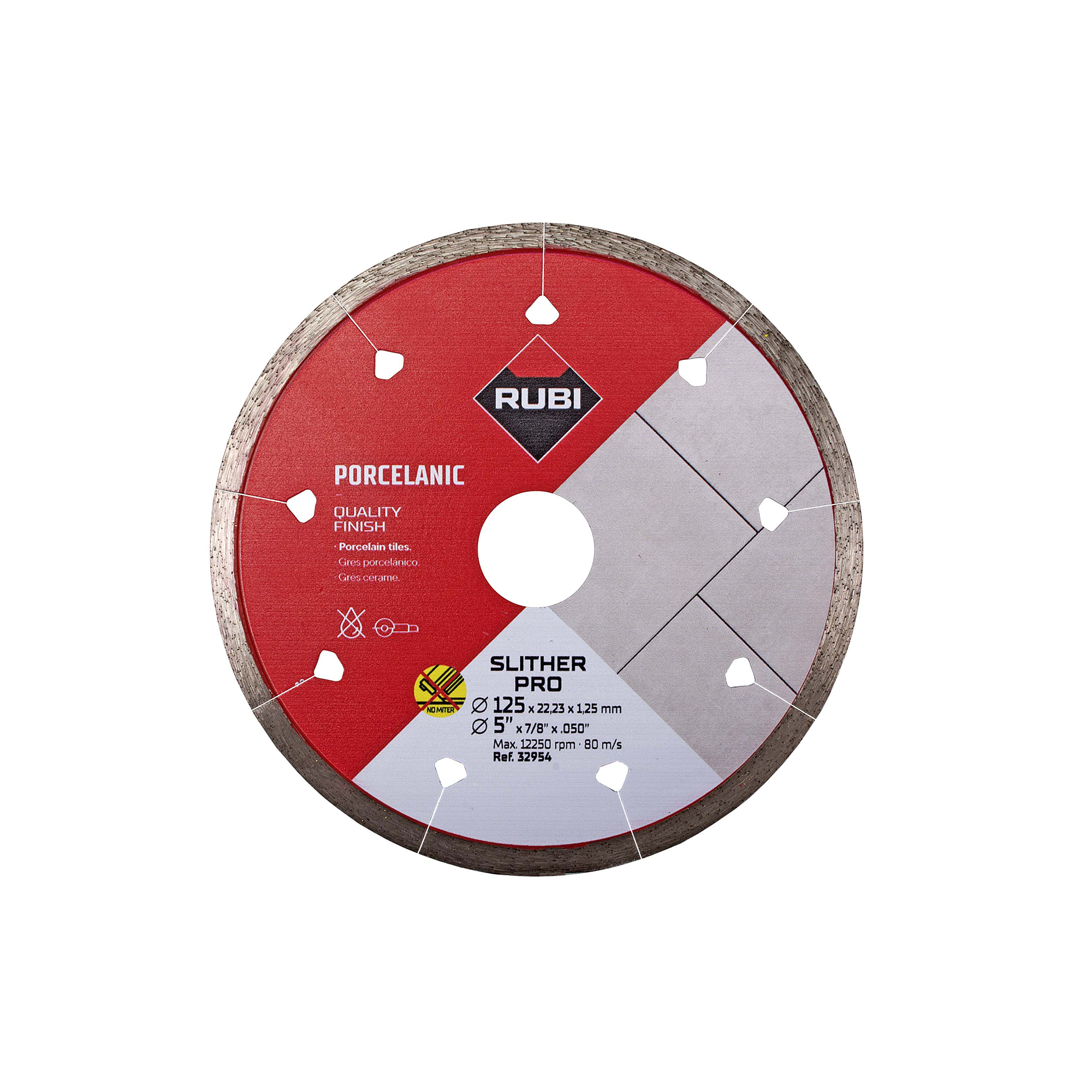 Diamantblad J-Slot for Porcellanatofliser Rubi Slither PRO 125 mm