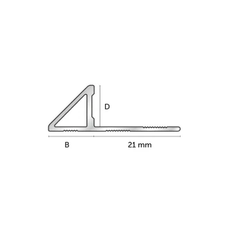Flislist i Matt Aluminium med Lukket 45° Profil , 12mm x 2.7m