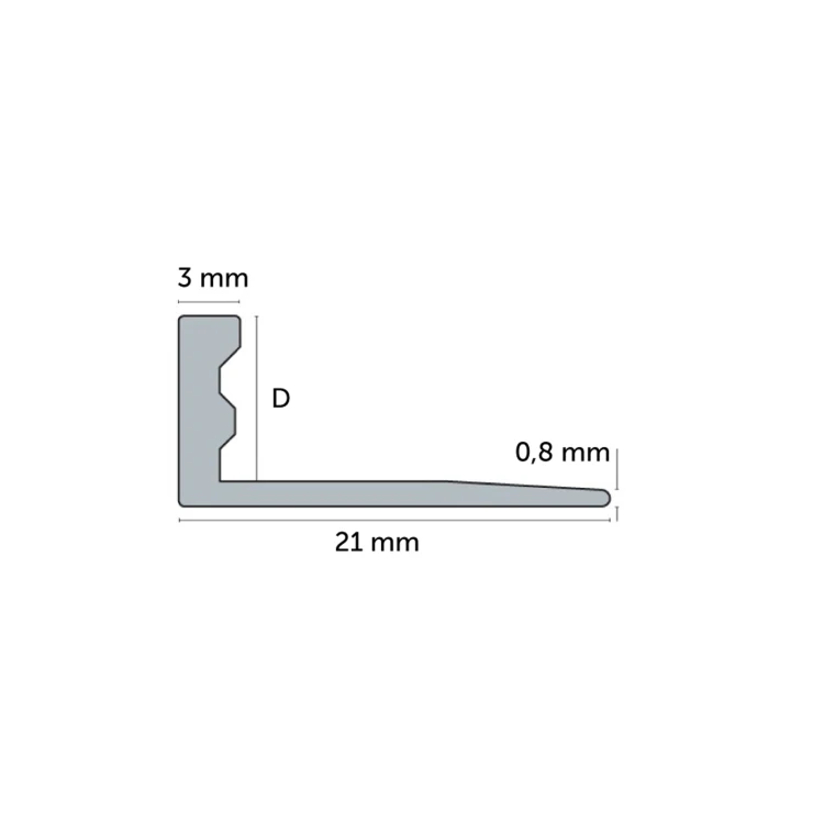 Flislist i PVC Hvid L-Profil, 12mm x 2.5m