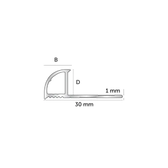Flislist i Matt Aluminium med Rund Lukket Profil, 10mm x 2.5m