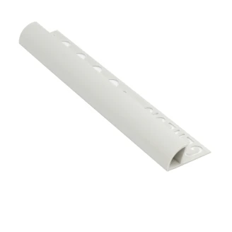 Flislist i PVC Lysgrå med Rund Lukket Profil, 12mm x 2.5m